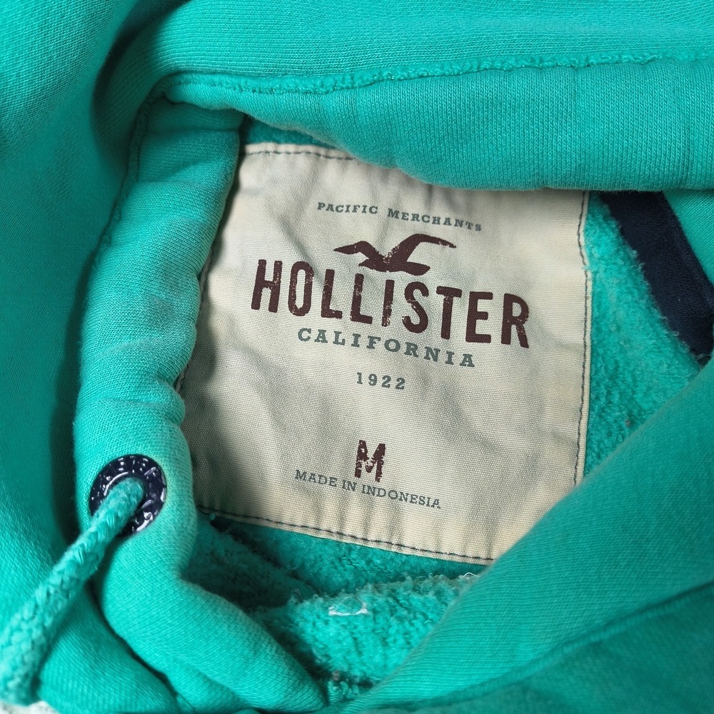 Hollister Hoodie Men Medium Green Hawaiian Surf Tour 22 Embroidered Pullover Y2K - Picture 6 of 11